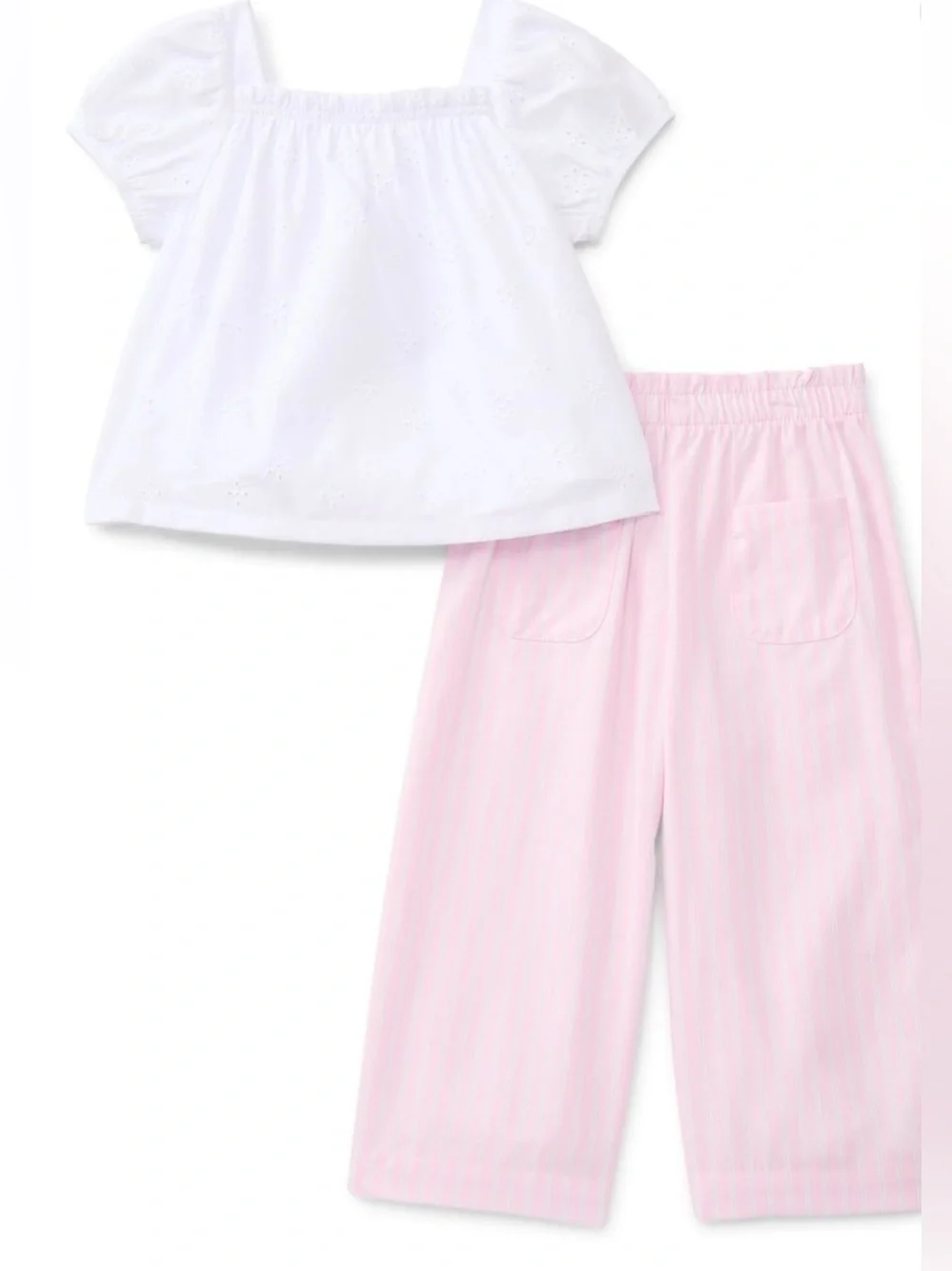 Wonder Nation Girls 12M Pink White Stripe Pants Matching Set Boho Summer Preppy